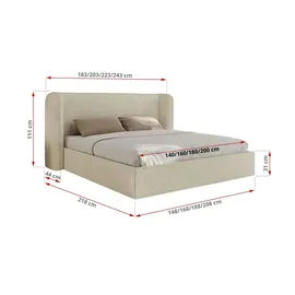Möbel Kraft Polsterbett 180 x 200 cm Creme
