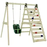 Rebo Schaukelkombination mit Kletterwand Holz Grün