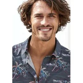 Beachtime Hawaiihemd »Regular fit«, Kurzarm, Freizeithemd mit Palmenprint, reine Baumwolle, Gr. S (37/38) N-Gr, navy-bedruckt, , 14479631-S N-Gr