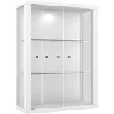 K-Möbel Hängevitrine in Weiss (80x60x25 cm) mit 2 höhenverstellbaren Glasböden & Spiegel - Modellauto Vitrine Weiß - Vitrinenschrank Weiss - Sammlervitrine - Glasvitrine Regal Glas Mini Vitrine