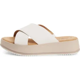 s.Oliver Damen Pantolette mit Kreuzbandage und bequemem Keilabsatz 5-27262-44, Größe:41 EU, Farbe:Weiß - 41