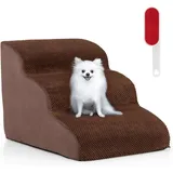 Haustiertreppe aus Schwamm, Hundetreppe mit Waschbar Bezug, rutschfeste Hunderampe für kleine Hunde und Katzen zum Klettern auf Hochbetten und Sofas,