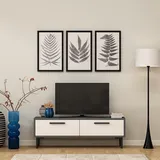 Hanah Home Modern TV Stand with Shelves, Anthracite & White, 120 cm x 45 cm x 29.6 cm | 100% Melamine Coated Particle Board, 18 mm Thick | Stylish & Functional Storage Solution
