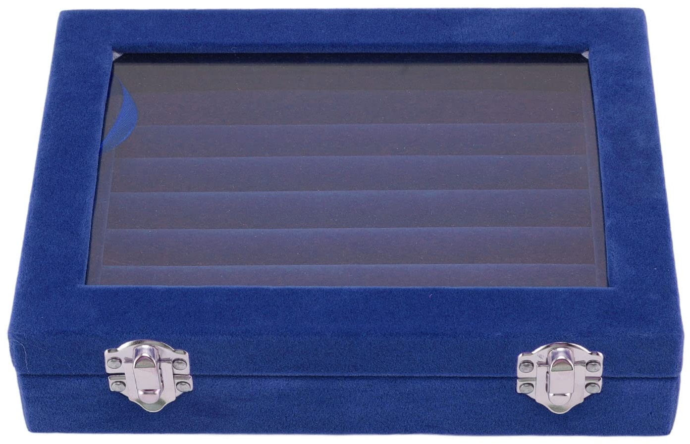 Aufbewahrungsbox für Schmuck Samt Box, Schmuckdisplay Box Jewelry Display Organizer Tray Holder Case Ring Ringkasten Schmuckkasten 7 Fächer Schmuckkästchen Ringe Ohrringe Manschettenknöpfe [Blau]