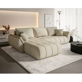 cornero Eckcouch Velours 3-Sitzer Beige