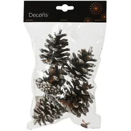 Christmas Decorations Tannenzapfen Naturzapfen 5er Set beschneit