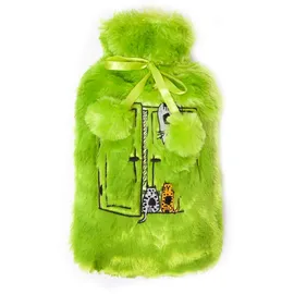 BiggDesign Wärmflasche mit waschbarem weichem Plüschbezug, Bettflasche für Kinder und Erwachsene, 2L Wärmflasche für Rücken-, Bauch- & Muskelschmerzen (Grün)
