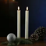 MARELIDA LED Stabkerzen Tafelkerzen Spitzkerzen rustikal 25cm creme