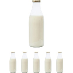 5 leeren Glasflaschen à 1000 ml mit Deckel - Glasflaschen für Saft, Milch, Grillen, Saucen