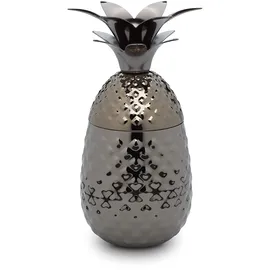 Echtwerk Ananas Cocktail Becher/Pineapple Mug aus hochwertigem Edelstahl inkl. dekorativer Geschenkbox, 500ml, 9,3 x 20cm, Black Edition