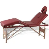 vidaXL Massagetisch mit Holzrahmen, faltbar 4 Zonen Rot 4x klappbar, höhenverstellbar, mobil, Holz