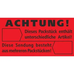 VEPATIM 1000x Hinweisetiketten rot ACHTUNG! UNTERSCHIEDLICHE ARTIKEL 145x76mm