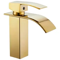 Delvant HEA Waschtischarmatur Wasserhahn Bad Gold Waschbecken Einhebel Wasserfall für Badezimmer Wasserhahn Wschtischarmatur