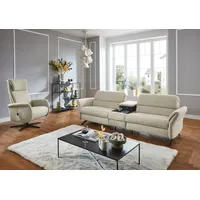 3-Sitzer PLACES OF STYLE "Bellaria, inklusive 2x Relaxfunktion motorisch mit Herz-Waage-Beschlag" Sofas Gr. B/H/T: 239cm x 84cm x 92cm, Flachgewebe, mit Relaxfunktion beidseitig, beige (sand) Zwischenelement mit Tisch, Steckdose & USB-Ladestation