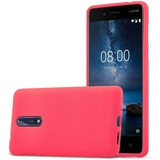 Cadorabo Hülle kompatibel mit Nokia 8 2017 Schutzhülle TPU Silikon Case Frost Design Slim Kratzfest Weiche Gummi mit Rundumschutz Case Hülle für Nokia 8 2017 in Rot
