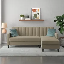 dorel home Ecksofa mit Bett-Funktion und Stauraum. beidseitig montierbar Rückenlehne 2-teilig 3-fach verstellbar, braun