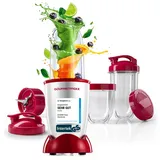 GOURMETmaxx Mr. Magic Power Pro Mixer 400 Watt | Smoothie Maker mit to go Deckel | Standmixer mit Mixbecher & Frischhaltedeckel zum Aufbewahren | Blender mit Zubehörset L für Shakes, Smoothies etc.