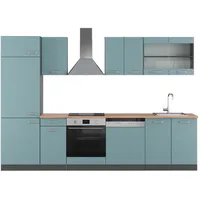Vicco Küchenzeile R-Line 300 cm Blau-Grau/Anthrazit