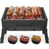 Holzkohlegrill Klappbar Edelstahl Tragbarer Grill Camping BBQ Grill 35x27 cm