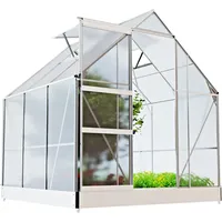 Premium Alu Gewächshaus 190x190cm Treibhaus Pflanzenhaus inkl. Fundament+Fenster