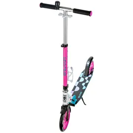 Raven Klappbarer Scooter mit Klingel, Flaschenhalter, Galaxia Blue/Pink 200mm)