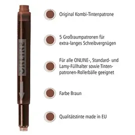 Online Schreibgeräte Tintenpatronen 17057/12 Braun, 5 Stück