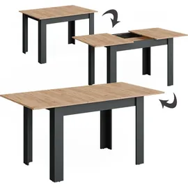 Vicco Esstisch Repose, 160 x 80 cm ausziehbar, Anthrazit/Goldkraft Eiche, - Grau