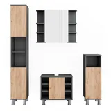 Vicco Badmöbel-Set Fynn, Anthrazit/Goldkraft Eiche 4 Teile,