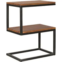 FineBuy Beistelltisch S-Form Braun Sheesham 45 x 60 x 30 cm