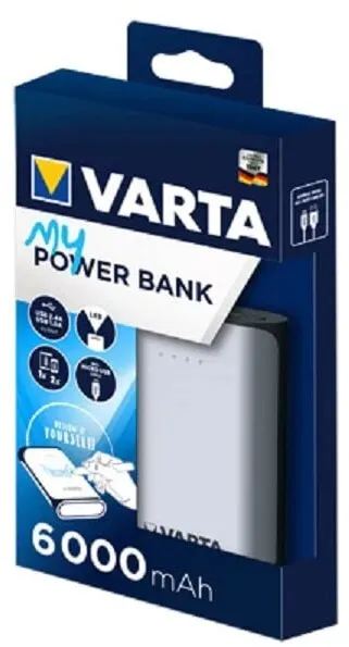 Varta Powerbank 6000 mAh mit beschreibbarer Oberfläche inkl. Stift & Schablonen