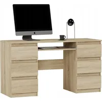 Home collective Schreibtisch mit 6 Schubladen und Tastaturablage, 140x50x76