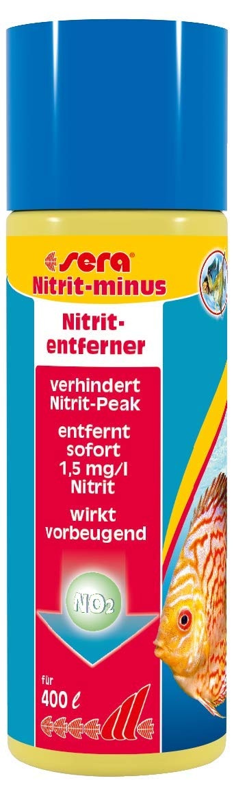 sera Nitrit-minus 100 ml - Wasseraufbereiter Aquarium, Soforthilfe gegen Nitrit, entfernt bis zu 1,5 mg/l Nitrit pro Dosierung beugt Nitritpeak vor
