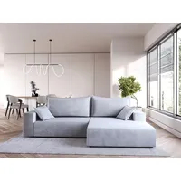 Compleo Ecksofa modern design, 240 cm breit, Modern Couch L mit Schlaffunktion, Schlafcouch Ausziehbar grau