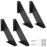 QWORK® 4 Stück Schwarz Regalträger Regalhalterung, Schwerlast Metall Wandhalterungen für Wandregale - 20cm