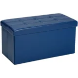 COSYLAND Sitzbank mit Stauraum - Aufbewahrungstruhe - Sitzhocker Faltbar - Sitzbank Schlafzimmer - Belastbar bis 300 kg 76 x 38 x 38 cm (Blau) Kunstleder - Truhe mit Stauraum