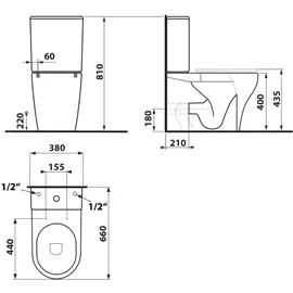 Sapho BELLO RIMLESS Kombi-WC mit WC-Sitz Weiß