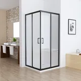 MIQU Duschkabine Eckeinstieg 80x80 cm Duschwand mit Doppel Schiebetür Schwarz Rollen, 5mm ESG Sicherheitsglas, Schiebetüren Glas komplett Dusche Silber Duschabtrennung Höhe 185cm, ohne Duschwanne