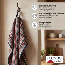 Delindo Lifestyle Grubentücher aus 100% Baumwolle, bunt kariert, 5er Set, Geschirrtücher in 50x90 cm