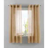 Yasmin 2er Set Ösengardinen HxB 175x140 cm Sand Transparent »Basel« Gardine Bleiband Store Vorhang, 20332TR2