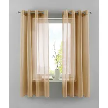 Yasmin 2er Set Ösengardinen HxB 175x140 cm Sand Transparent »Basel« Gardine Bleiband Store Vorhang, 20332TR2