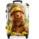 NoBoringSuitcases.com Kinderkoffer, Kinderkoffer Jungen, Koffer Groß, Koffer Kinder, TSA Schloss, Kinder Trolley Jungen, Hartschalenkoffer Mittelgroß, Koffer Mittelgroß (Biber - Braun, 67 cm - 72 L)