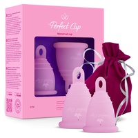 Perfect Cup Menstruationstasse, 100% medizinisches Silikon, veganfreundlich, super weich und flexibel, 12 Stunden Schutz, wiederverwendbar - S + M - Rose