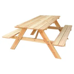 Picknick Sitzgruppe Sierksdorf - 177 x 155 x 74 cm - Farbe: Natur - Picknickgruppe aus naturbelassenem Kiefernholz