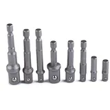 Fongmore 8-teiliges Stecknuss-Adapter-Schlag-Set, Sechskantschaft, Vierkantmutter-Treiber, Bohrer-Bit auf 1/4 Zoll 3/8 Zoll 1/2 Zoll Verlängerungs-Stecknuss-Adapter-Set für Akku-Bohrmaschine