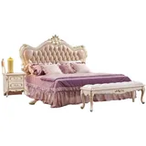 JVmoebel Schlafzimmer-Set Schlafzimmer Set Chesterfield Bett 2x Nachttische Klassisch Möbel, (3-tlg., 1x Bett + 2x Nachttische), Made in Europa weiß