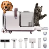 HT Hundeschermaschine mit Staubsauger, 13 kPa, starke Saugkraft, 2,5L, Profi Haustierpflegeset, leise Schermaschine für Hund und Katze, 6 bewährten Pflegewerkzeugen grau