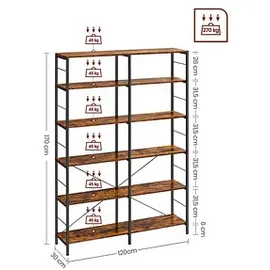 VASAGLE Bücherregal braun, schwarz 120,0 x 30,0 x 170,0 cm