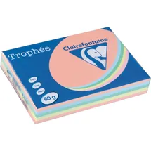 Clairefontaine Trophée 1703C Druckerpapier A4 80g/qm, pastell farbig sortiert, 5 x 100 Blatt