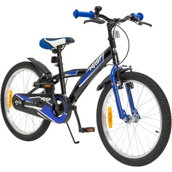 Actionbikes Kinderfahrrad Wasp 20 Zoll, Fahrradständer, Schutzbleche, verstellbar, V-Brake-Bremsen (Schwarz-Blau)