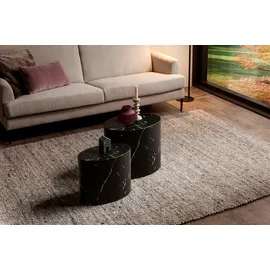 SalesFever Couchtisch 2er Set oval, in Marmoroptik - schwarz